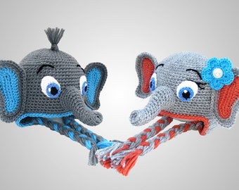 Crochet Elephant Hat Pattern. Easy Instructions for Boy & Girl Cute Animal Earflap Beanie in Baby, Kid, Teen and Adult Sizes (PDF FILE)