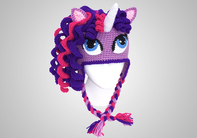 Crochet Unicorn Hat Pattern. Cute Pony Beanie Downloadable Instructions for baby girls, kids, teens and adults. Easy & Beautiful PDF FILE image 9