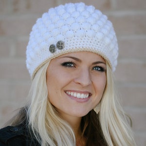 Crochet Fashion Hat Pattern. Easy Instructions for Beautiful Women's & Girl's Bobble Stitch Beanie for Baby, Kid, Teen and Adults PDF FILE image 1