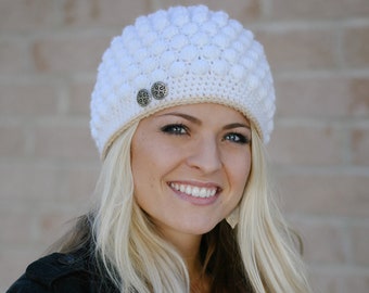 Crochet Fashion Hat Pattern. Easy Instructions for Beautiful Women's & Girl's Bobble Stitch Beanie for Baby, Kid, Teen and Adults (PDF FILE)