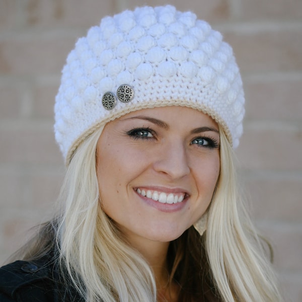 Crochet Fashion Hat Pattern. Easy Instructions for Beautiful Women's & Girl's Bobble Stitch Beanie for Baby, Kid, Teen and Adults (PDF FILE)