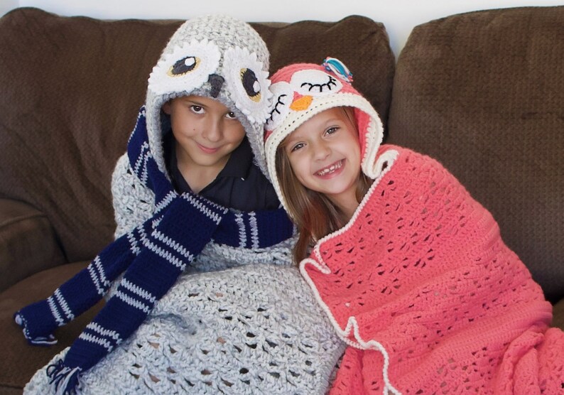 Crochet Owl Blanket Pattern. Easy Instructions for Cute Boy and Girl Wearable Hooded Afghan for Baby, Kid, Teen & Adult Gift (PDF File) image 1