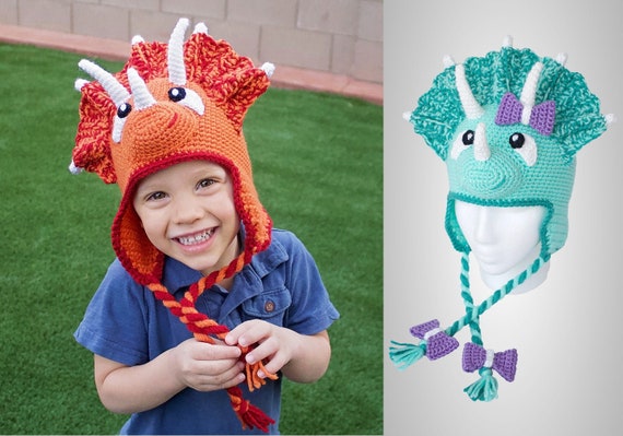 Crochet Triceratops Hat Pattern. Cute 