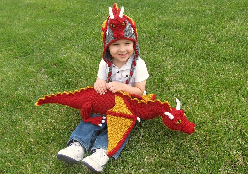 Crochet Dragon Hat /& Stuffed Animal Toy Pattern Combo Pack PDF File Easy and Cool Beanie and Stuffie Instructions for Kids and adults