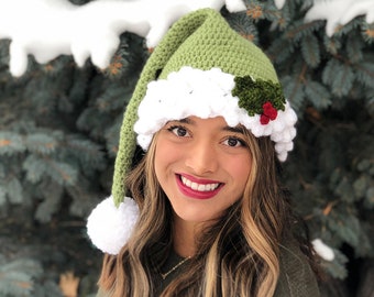 Crochet Santa Hat Pattern. Easy, Fancy Santa Claus or Elf Beanie & Ear Warmer Instructions for Baby, Kid, Teen and Adult  (PDF File)