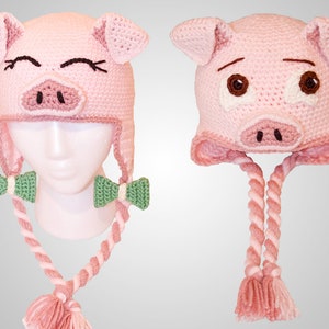 Crochet Pig Hat Pattern. Easy Instructions for the Perfect Piggy Beanie. Cute Piglet Earflap Hat for Babies, Kids, Teens & Adults (PDF FILE)