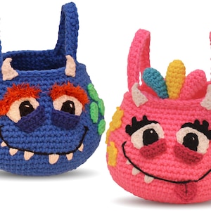 Crochet Monster Bag Pattern. Easy Instructions for Cute Boys & Girls Halloween Trick-or-Treat Buckets for Babies and Kids PDF File image 1