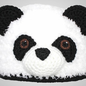 Crochet Panda Hat Pattern. Easy Instructions for Cute Furry or ww Bear Beanie for Babies, Kids, Teens & Adults Halloween Costume (PDF FILE) image 1