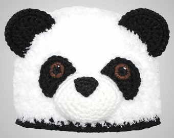 Crochet Panda Hat Pattern. Easy Instructions for Cute Furry or ww Bear Beanie for Babies, Kids, Teens & Adults Halloween Costume (PDF FILE)