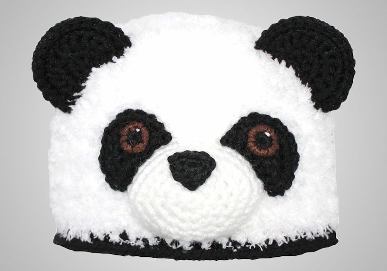 Crochet Panda Hat Pattern. Easy Instructions for Cute Furry or ww Bear Beanie for Babies, Kids, Teens & Adults Halloween Costume (PDF FILE) image 1