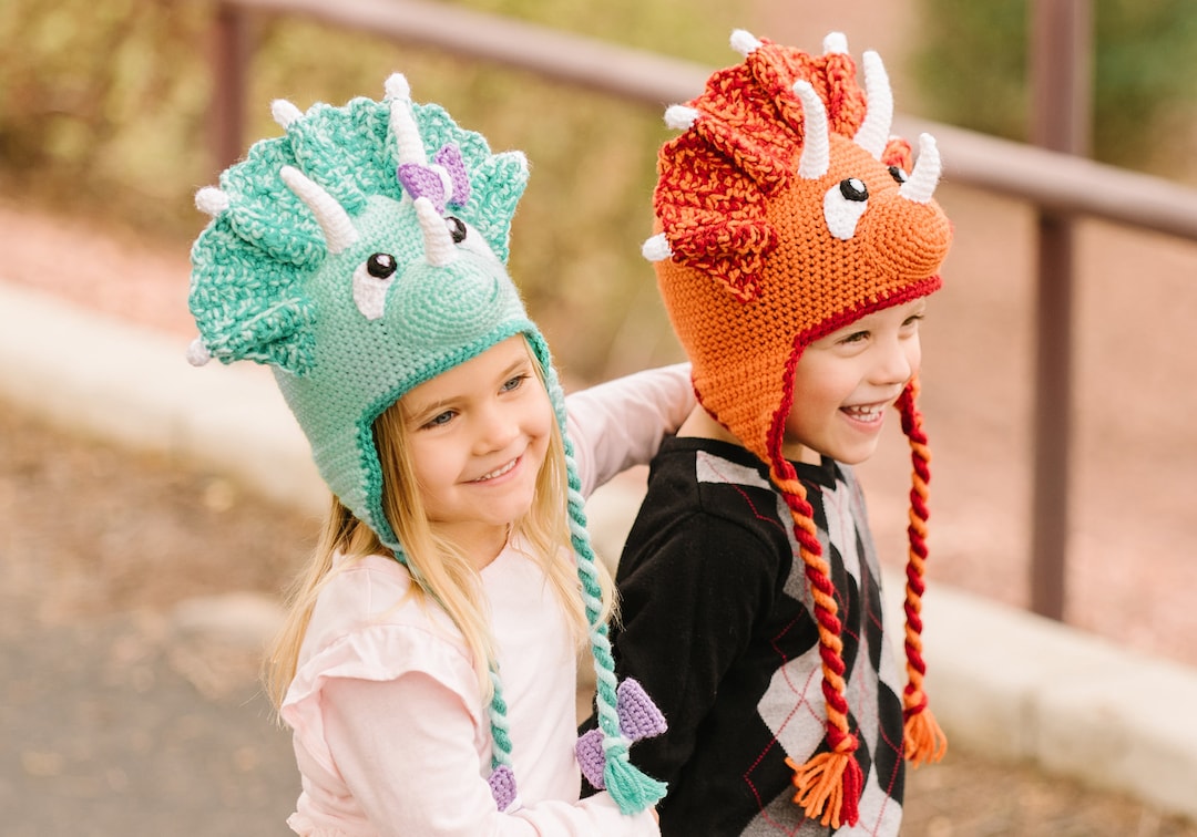 Crochet Pattern 005 Dinosaur Earflap Beanie Hat All Sizes 