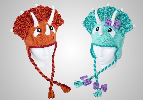 Crochet Triceratops Hat Pattern. Cute 