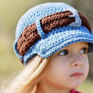 Crochet Jeans Style Hat Pattern. Easy Instructions for Cute, Trendy Girl's / Ladies Brimmed Cap Beanie for Kids, Teens & Adults PDF FILE image 4