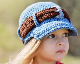 Crochet Jeans Style Hat Pattern. Easy Instructions for Cute, Trendy Girl's / Ladies Brimmed Cap Beanie for Kids, Teens & Adults (PDF FILE)