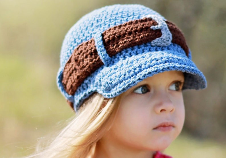 Crochet Jeans Style Hat Pattern. Easy Instructions for Cute, Trendy Girl's / Ladies Brimmed Cap Beanie for Kids, Teens & Adults PDF FILE image 1