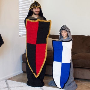 Crochet Knight Blanket Pattern. Cool Gamers Hooded Blanket Easy Instructions for Kid, Teen & Adult Afghan. Unique Boy / Mens Gift (PDF File)