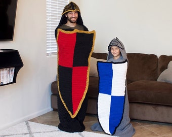Crochet Knight Blanket Pattern. Cool Gamers Hooded Blanket Easy Instructions for Kid, Teen & Adult Afghan. Unique Boy / Mens Gift (PDF File)