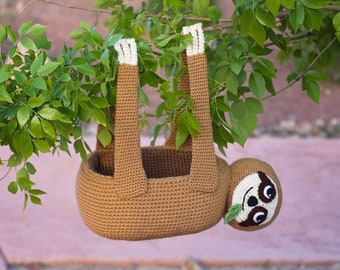 Crochet Sloth Basket Pattern. Cute, Unique Written Instructions for Animal Bag Perfect For Kids Easter Gifts or Toy Organization (PDF FILE)