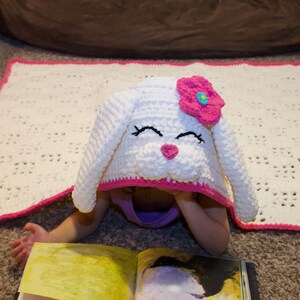 Crochet Bunny Blanket Pattern. Cute, Easy Instant Download Instructions for Hooded Wearable Afghan for Babies, Kids & Adults PDF File image 8