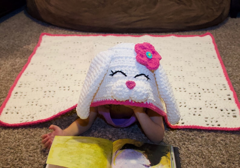 Crochet Bunny Blanket Pattern. Cute, Easy Instant Download Instructions for Hooded Wearable Afghan for Babies, Kids & Adults PDF File image 8