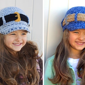 Crochet Jeans Style Hat Pattern. Easy Instructions for Cute, Trendy Girl's / Ladies Brimmed Cap Beanie for Kids, Teens & Adults PDF FILE image 3