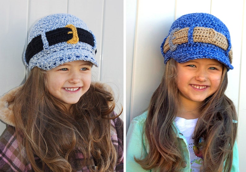 Crochet Jeans Style Hat Pattern. Easy Instructions for Cute, Trendy Girl's / Ladies Brimmed Cap Beanie for Kids, Teens & Adults PDF FILE image 3