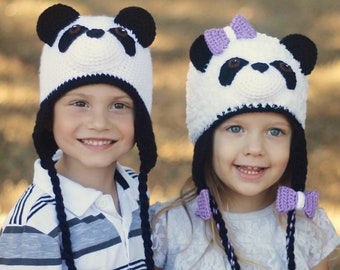 Crochet Panda Hat Pattern. Easy Instructions for Cute Furry or ww Bear Beanie for Babies, Kids, Teens & Adults Halloween Costume (PDF FILE)