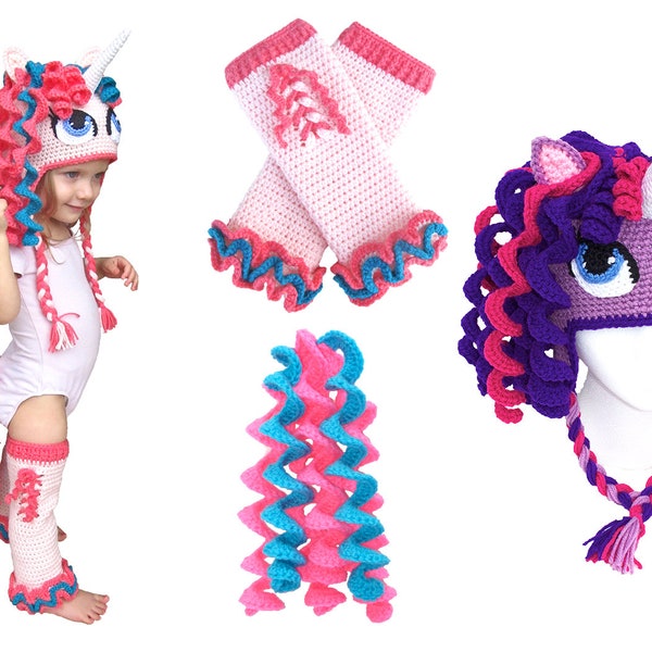 Crochet Unicorn Costume Pattern Pack. Easy Instructions for Cute Pony Beanie, Leggings & Tail to Make the Perfect Girly Costume (PDF FILE)