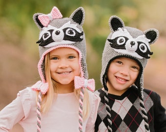Crochet Raccoon Hat Pattern. A Fun, Adorable, Warm, Easy Hat For Babies, Kids,Teens & Adults With Downloadable Instructions.