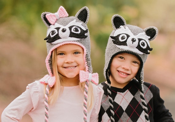 Crochet Raccoon Hat Pattern. A Fun, Adorable, Warm, Easy Hat For Babies, Kids,Teens & Adults With Downloadable Instructions.