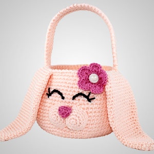 Crochet Bunny Basket Pattern. Easy Instructions for Cute Kids Easter Bunny Rabbit Animal Bag. Both Boy & Girl versions included PDF FILE image 2