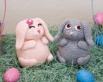 Crochet Bunny Pudgy Pals Amigurumi Toy Pattern. Easy, Cute Rabbit Stuffie Tutorial for Easter, Birthday or Baby Shower Gifts (PDF FILE)