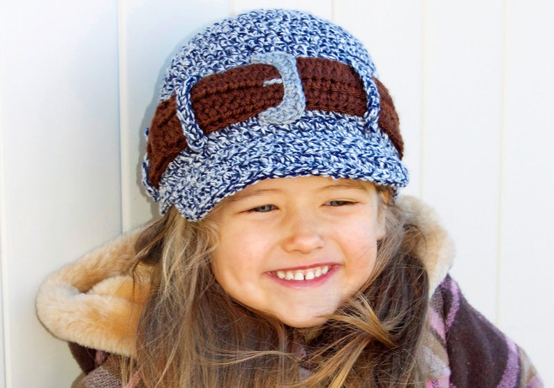 Crochet Jeans Style Hat Pattern. Easy Instructions for Cute, Trendy Girl's / Ladies Brimmed Cap Beanie for Kids, Teens & Adults PDF FILE image 5