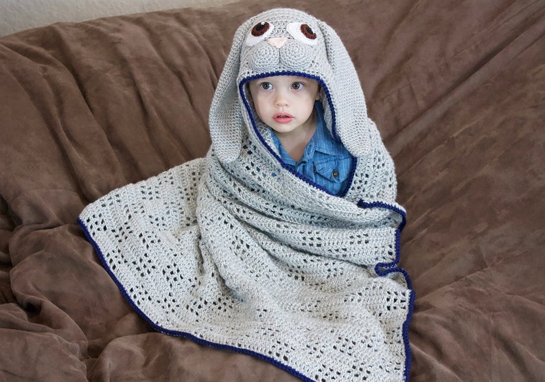 Crochet Bunny Blanket Pattern. Cute, Easy Instant Download Instructions for Hooded Wearable Afghan for Babies, Kids & Adults PDF File image 5