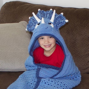 Triceratops Hooded Blanket Crochet Pattern. Cute, Cool, And Easy Dinosaur Afghan Downloadable Instructions for Kids, Teens & Adults image 8