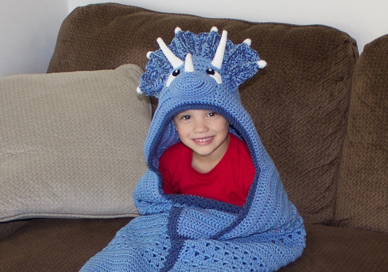 Triceratops Hooded Blanket Crochet Pattern. Cute, Cool, And Easy Dinosaur Afghan Downloadable Instructions for Kids, Teens & Adults image 8