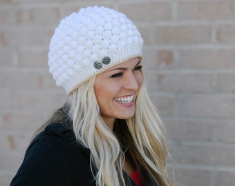 Crochet Fashion Hat Pattern. Easy Instructions for Beautiful Women's & Girl's Bobble Stitch Beanie for Baby, Kid, Teen and Adults (PDF FILE)