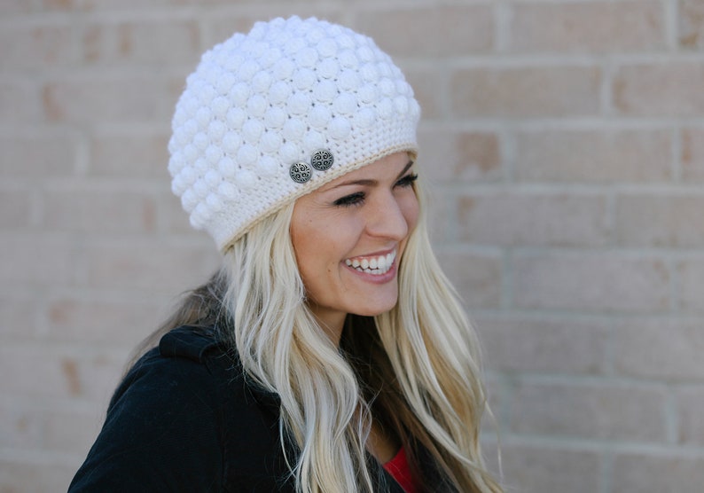 Crochet Fashion Hat Pattern. Easy Instructions for Beautiful Women's & Girl's Bobble Stitch Beanie for Baby, Kid, Teen and Adults PDF FILE image 2