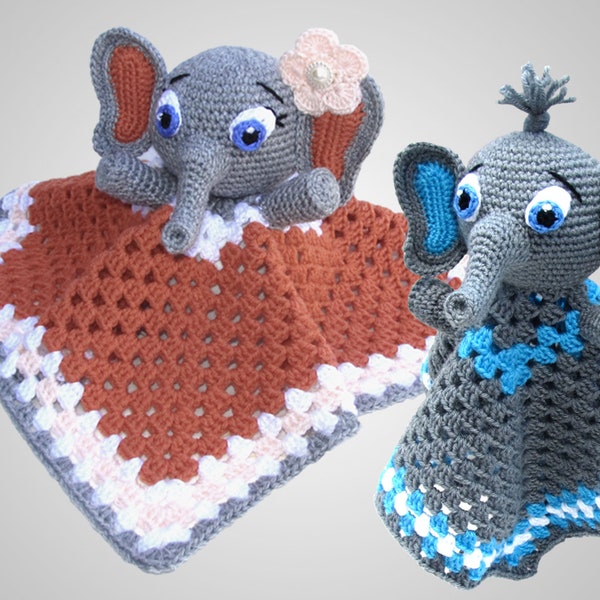 Crochet Elephant Lovey Pattern. Easy Instructions for Cute Boy & Girl Security Blanket / Cuddle Buddy Stuffed Animal Toy Throw (PDF FILE)