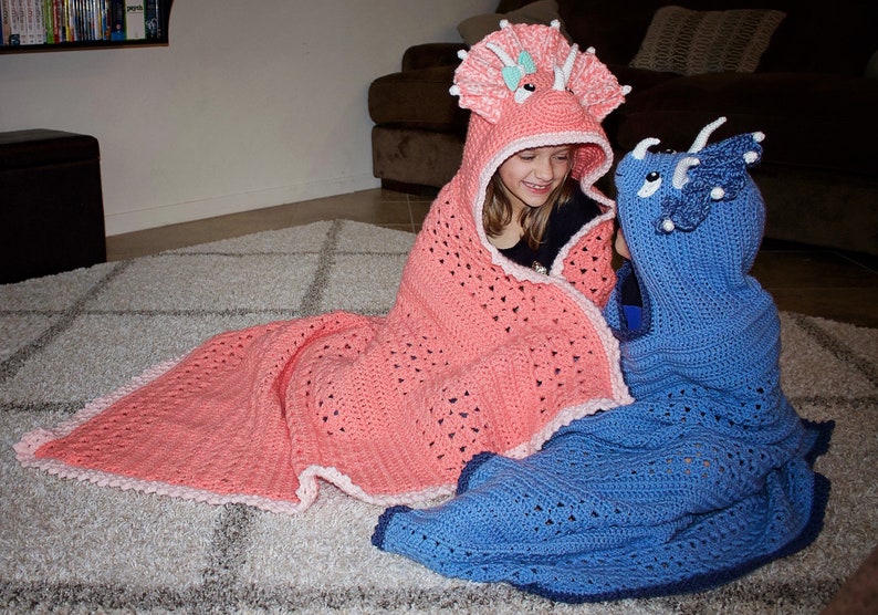 Triceratops Hooded Blanket Crochet Pattern. Cute, Cool, And Easy Dinosaur Afghan Downloadable Instructions for Kids, Teens & Adults image 6