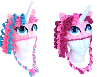 Crochet Unicorn Hat Pattern. Cute Pony Beanie Downloadable Instructions for baby girls, kids, teens and adults. Easy & Beautiful (PDF FILE)