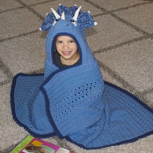 Triceratops Hooded Blanket Crochet Pattern. Cute, Cool, and Easy ...