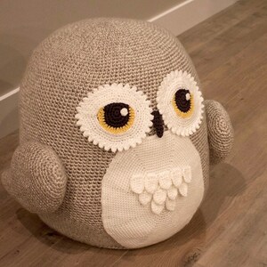 Crochet Owl Pouf / Pouffe / Ottoman / Toy Pattern. Easy Instructions for Cute Animal Home Decor Used as Footrest or Cool Chair PDF File image 2