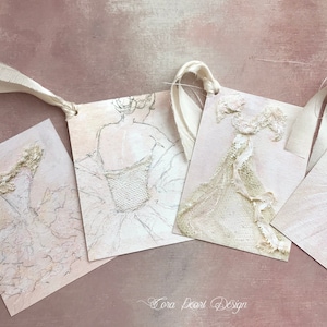 Glitzer Ballerina Geschenkanhänger mit Seidenbändern, 4 Ballerina Gastgeschenke, Ballerina Zeichnungen, Dance Art, Tanzlehrer Geschenkanhänger