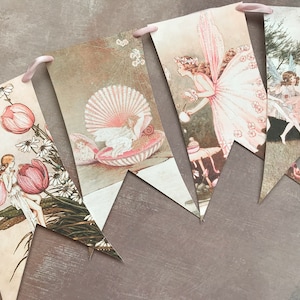 Fairytale Fairy Glitter Bunting Flag Garland , Children&#39;s Room Decor , Fairy Party Bunting , Fairies Nursery Bunting , Fairy Decorations