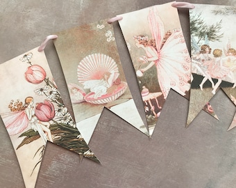 Fairytale Fairy Glitter Bunting Flag Garland , Children's Room Decor , Fairy Party Bunting , Fairies Nursery Bunting , Fairy Decorations