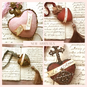 3 Pink Heart Hanging Decorations , Valentines Day Decor , Baroque ...