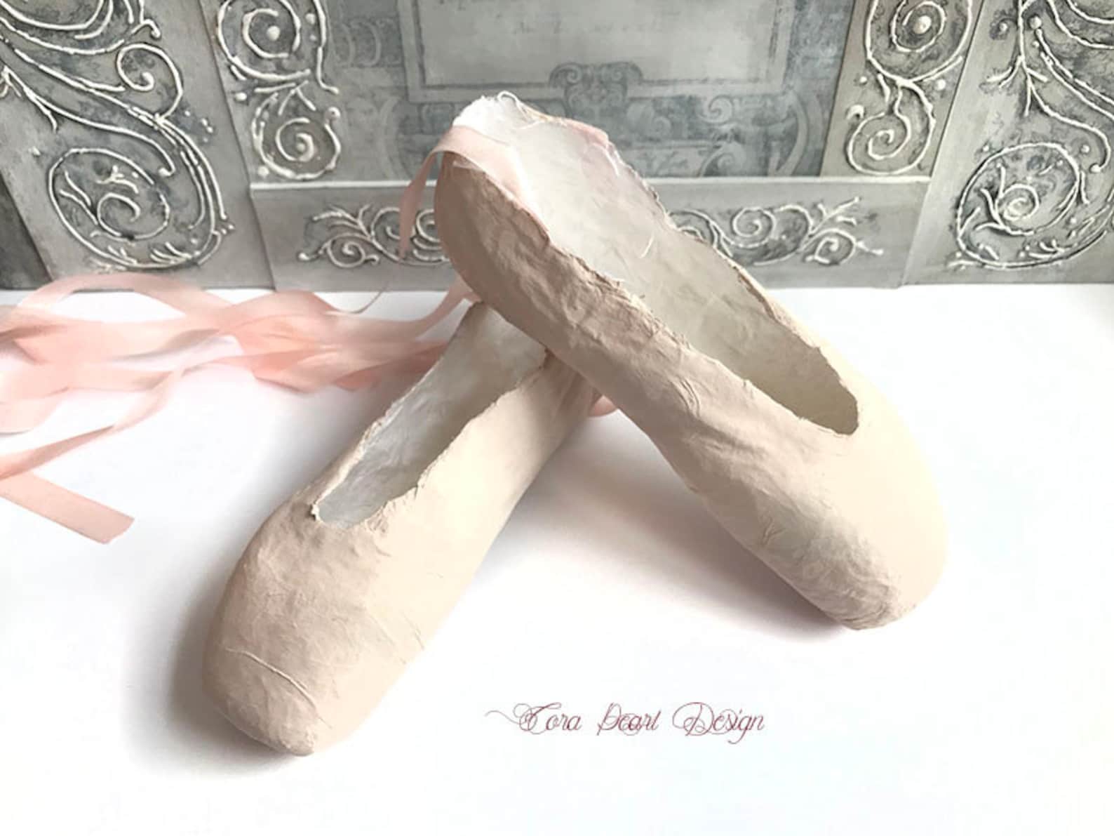 pale pink paper pointe shoes - pink paper ballet shoes - shoe ornament - ballet gift - ballet shoes - ballerina gifts - paper ba