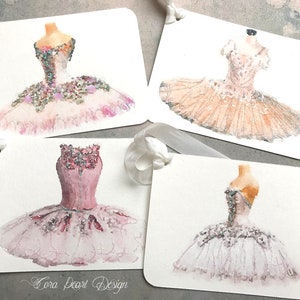 Tutu Ballerina Glitter Gift Tags, Ballet Watercolour painting tags , 4 large Ballerina Gift tags , Ballet Favours, Gift tags for dancer