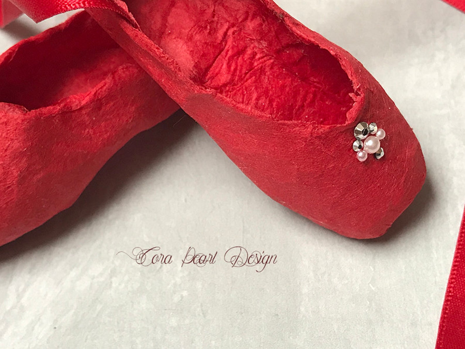 red paper miniature ballet shoes with swarovski and gift box - red paper pointe shoes - ballet ornaments , ballet christmas tree red paper miniature ballet shoes with swarovski and gift box - red paper pointe shoes - ballet ornaments , ballet christmas tree